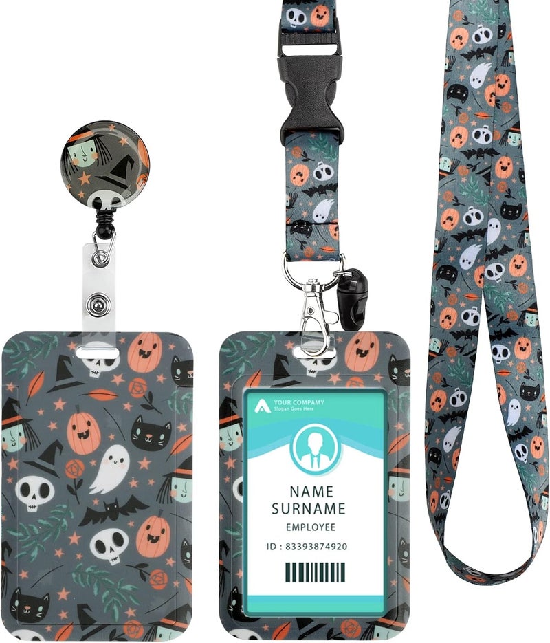 Hinsly ID Badge Holder with Lanyard, Retractable Badge Holders Reels with Lanyards Adjustable, for Women Kids Teacher Nurses Doctor Student - Image 1